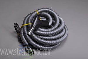CENTRAL VACUUM HOSE ASSY-WESSELL WERK,CHATEAU,35FT,W/PIGTAIL DUAL SWITCH,BLACK & GRAY