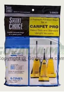 Genuine Smart Choice Carpet Pro 06.153 Upright Vacuum Cleaner Bags to Fit All CPU Models, 3pk.