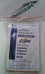 Evolution DCC-358 Vacuum Cleaner Bags, 5 Pack.