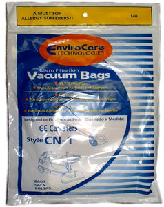 GE Canister CN-1 Micro Filtration Vacuum Cleaner Bags - 3 in a pack