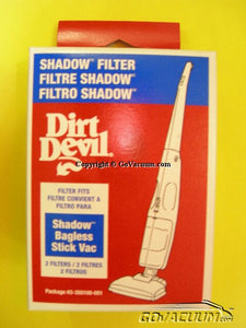 Royal / Dirt Devil Filters / Cartridge Filters - Filter Package (2 per) - Shadow 085300 Part# 3-350100-001