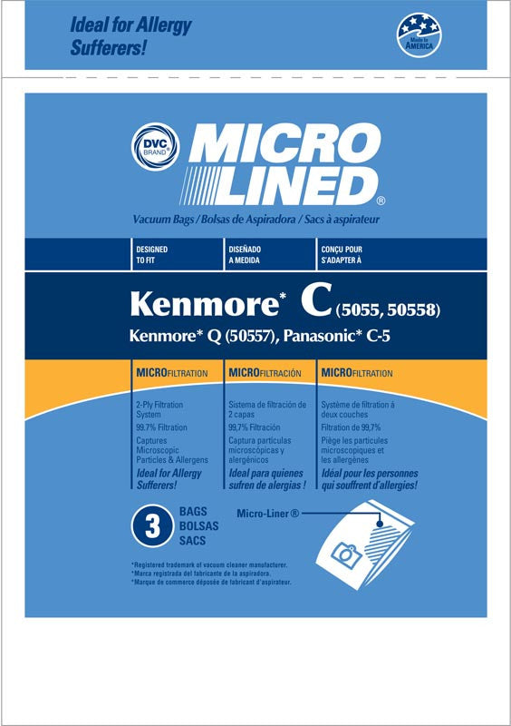 Kenmore Type C 5055 - 50557 - 50558 Progressive, Whispertone, Intution Canister Vacuum Bags, Micro-Lined, 10pk.