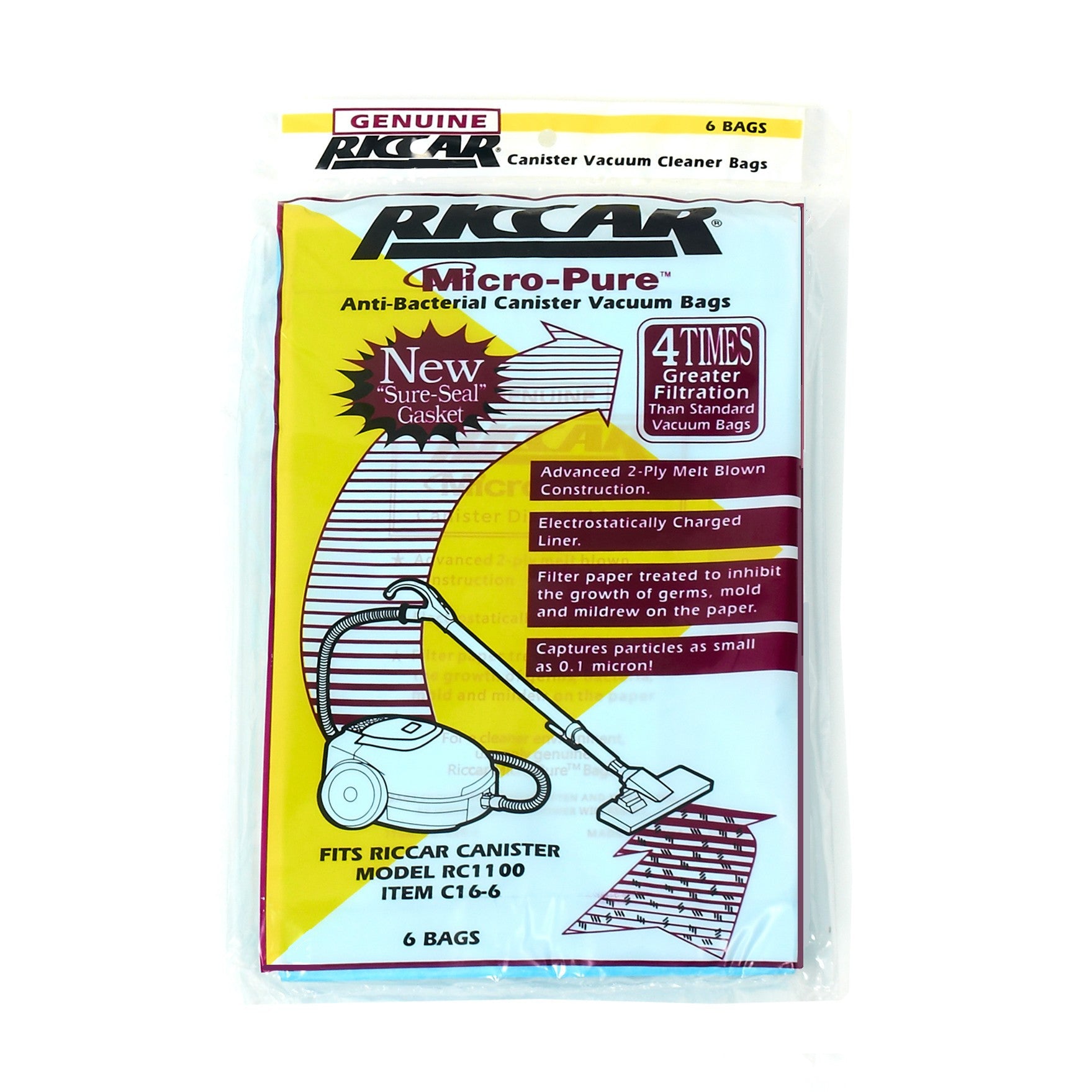 Riccar Model RC1100 canister Vacuum Cleaner Bags # C16-6