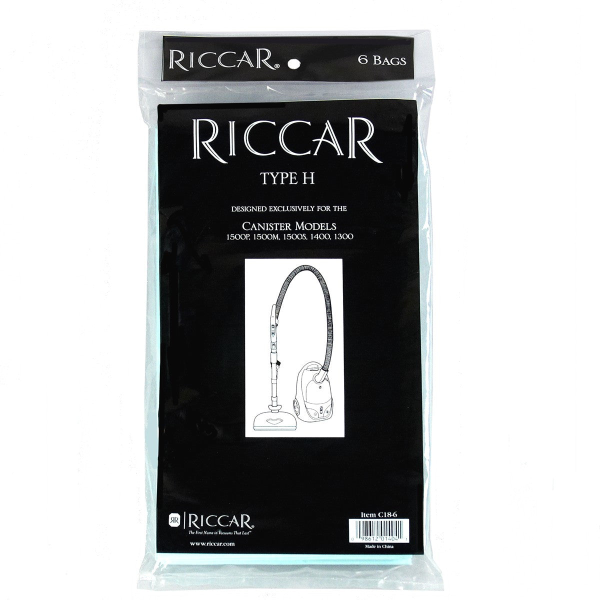 Genuine Riccar Type H paper bags for canisters 1500P,1500M,1500S,1400, & 1300 # C18-6