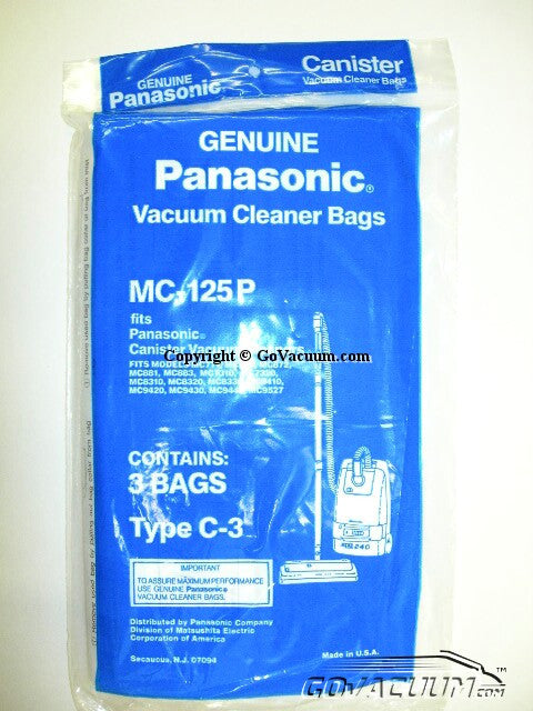 Panasonic Type C-3 MC-125P Canister Vacuum Bags 3 Pack