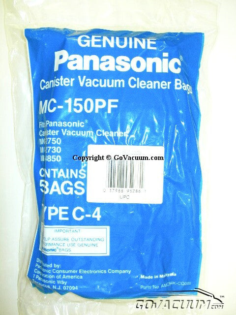 Panasonic Type C-4 MC-150PF Vacuum Bags 5 Pack