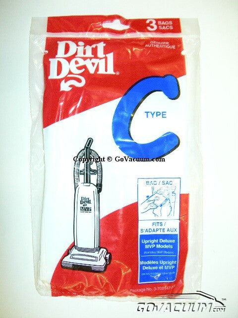Dirt Devil Paper Bags 3pack - Type C Part # 3-700147-001 # 121SW