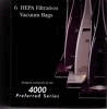 Riccar HEPA Filtration Bags fits all 2000/4000 Series & Vibrance Vacuums RAH-6 6 bags per box