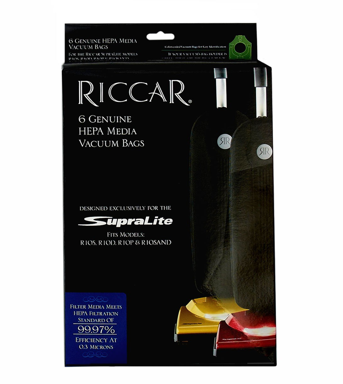 Riccar Supralite HEPA Vacuum Bags 6 Pack for SupraLite R10P/SAND, R10D, R10S RLH-6 / RLHC-6