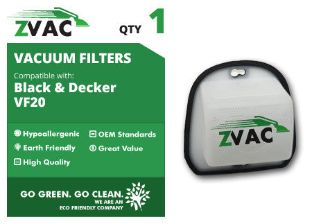 ZVac Black and Decker Washable VF20 Filter 49973900
