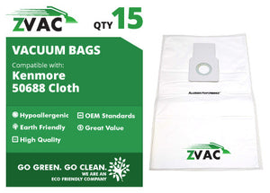 Kenmore ZVac 5068, 50688 HEPA Cloth Vacuum Bags (12 pack)